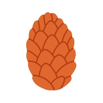 A flat vector illustration of an oval pine cone rendered in warm orange tones Stock Illustration