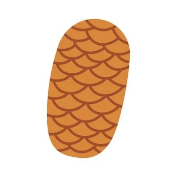 A flat vector illustration of an oval pine cone in a light ochre tan color Stock Illustration