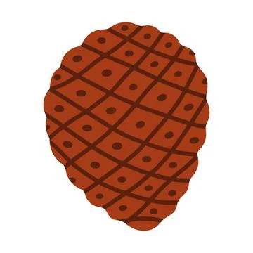 A flat vector illustration of an oval pine cone featuring a dark reddish-brown Stock Illustration