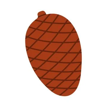 A flat vector illustration of an oval-shaped dark reddish-brown pine cone Stock Illustration