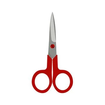 Flat vector illustration of a pair of sharp metal scissors with ergonomic r.. 스톡 일러스트