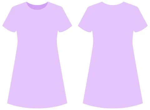 Flat Vector Illustration of a Pastel Purple Short Sleeve Dress Stock Illustration