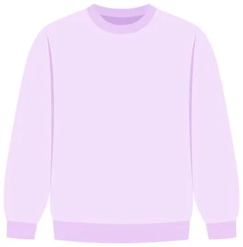 Flat Vector Illustration of a Pastel Purple Crewneck Sweatshirt Mockup Stock Illustration