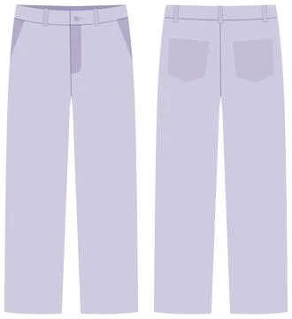 Flat Vector Illustration of Pastel Purple Trousers Front and Back View Stockillustratie