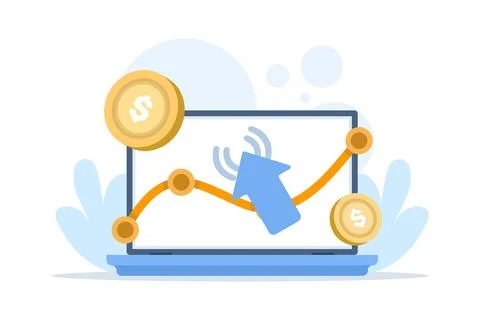 Flat vector illustration of pay-per-click internet advertising Stock Illustration