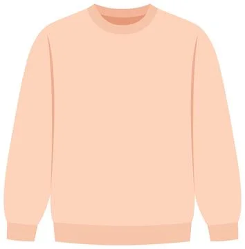 Flat Vector Illustration of a Peach Pastel Crewneck Sweatshirt Stock Illustration