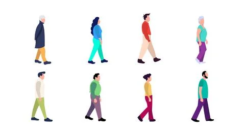 Flat vector illustration of person walking pose Stock Illustration