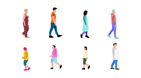 Flat vector illustration of person walking pose Stock Illustration