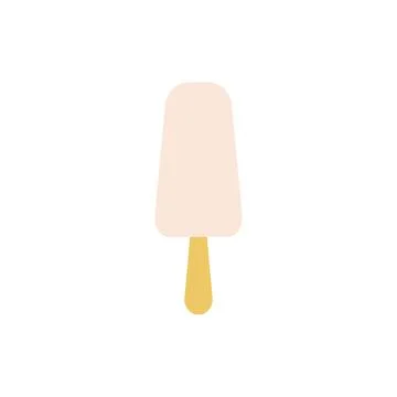 Flat vector illustration of plain vanilla popsicle ice cream bar on a stick in Stock Illustration