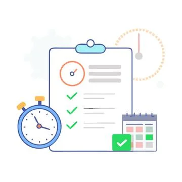 Flat Vector Illustration Of Productivity Time Mana (1) Stock Illustration