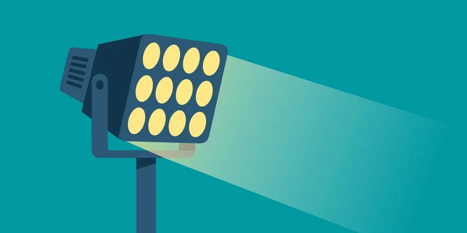 Flat vector illustration of professional flood light lamp Stock Illustration