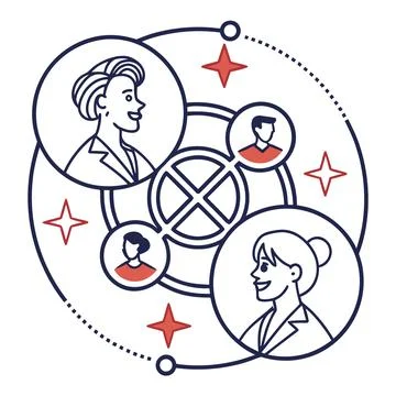 Flat Vector Illustration Of Professional Networkin Stock Illustration