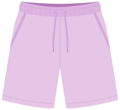 Flat Vector Illustration of Purple Athletic Shorts with Drawstring Waistband Stock Illustration