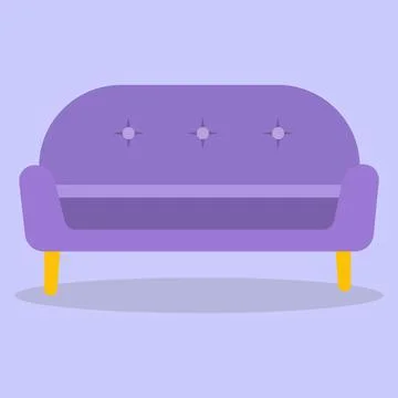 Flat vector illustration of a purple sofa. Stock Illustration