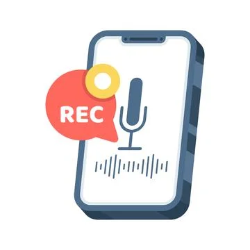 Flat vector illustration of REC icon on smartphone interface Stock Illustration