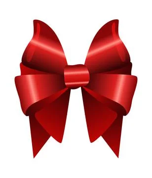 Flat vector illustration of a red ribbon design with festive elements and shi 스톡 일러스트
