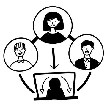 Flat Vector Illustration Of Remote Team Management (1) Stock Illustration