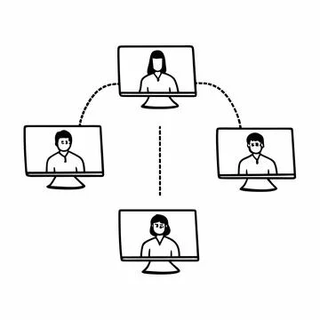 Flat Vector Illustration Of Remote Team Management (2) Stock Illustration