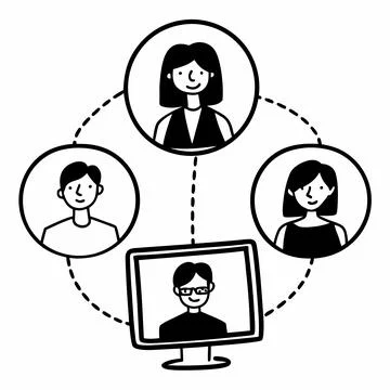 Flat Vector Illustration Of Remote Team Management Stock Illustration