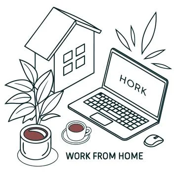 Flat Vector Illustration Of Remote Work From Home (2) Stock Illustration