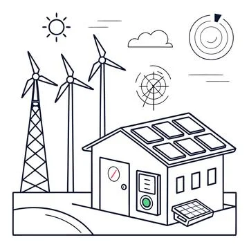 Flat Vector Illustration Of Renewable Energy Monit Stock Illustration