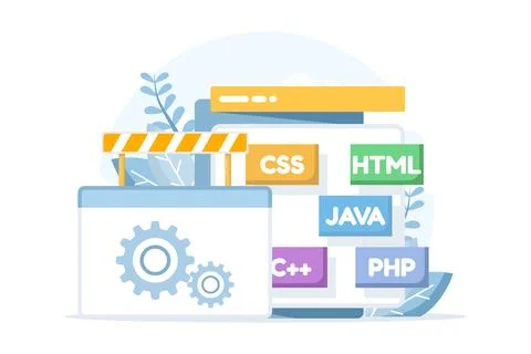 Flat vector illustration representing web development business concept 库存插图