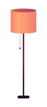 Flat vector illustration of a retro standing lamp with an orange lampshade .. Stock Illustration
