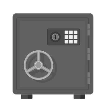 Flat vector illustration of a safe icon front view on white background. Stock Illustration