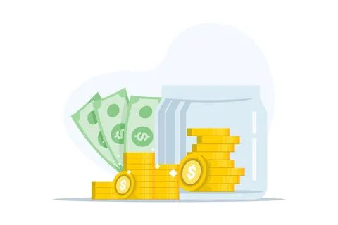 Flat vector illustration of saving money for the future 스톡 일러스트