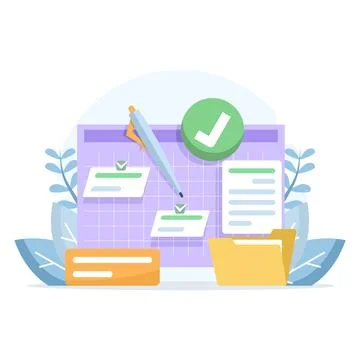 Flat vector illustration of schedule planning and task management 스톡 일러스트