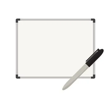 Flat vector illustration of school classroom whiteboard with black marker Stock Illustration