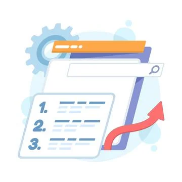 Flat vector illustration of search ranking optimization Stock Illustration