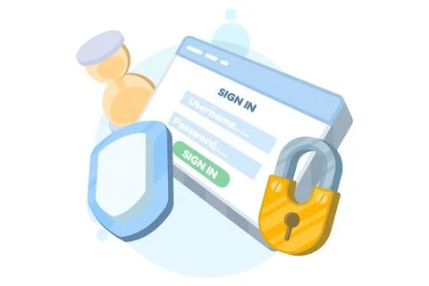 Flat vector illustration of secure login concept Stock Illustration
