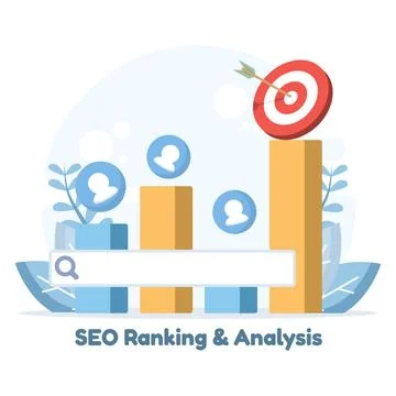 Flat vector illustration of SEO ranking and analysis 스톡 일러스트