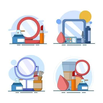 Flat vector illustration set featuring beauty service icons Stock Illustration
