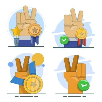 Flat vector illustration set featuring victory concept illustration Stock Illustration