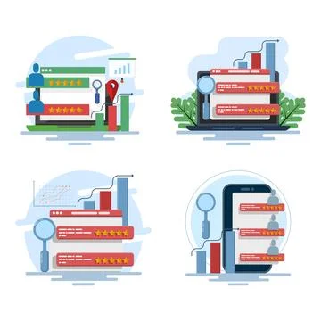 Flat vector illustration set featuring website traffic analytics イラスト素材