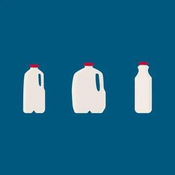 Flat vector illustration set of milk, kefir in different plastic containers Stock Illustration