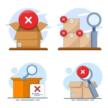 Flat vector illustration set showing no item found filled icon design Stock-Illustration