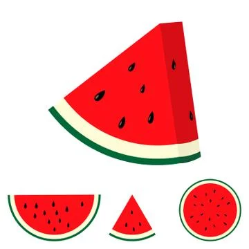 Flat vector illustration set of watermelon slices Stock-Illustration
