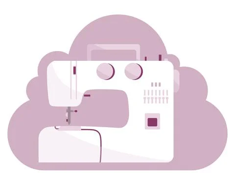 Flat vector illustration of sew machine icon Stock Illustration