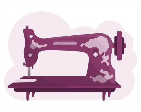 Flat vector illustration of sew machine icon Stock Illustration