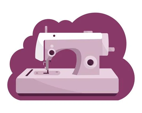 Flat vector illustration of sew machine icon Stock Illustration