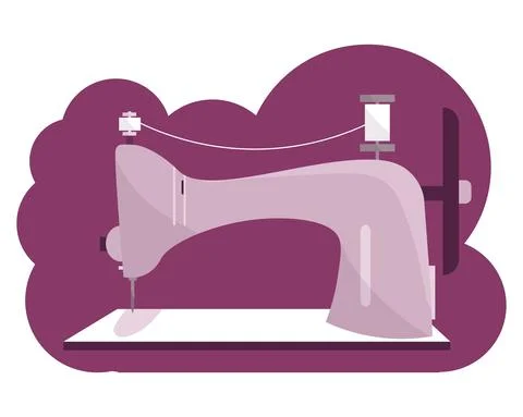 Flat vector illustration of sew machine icon Stock Illustration