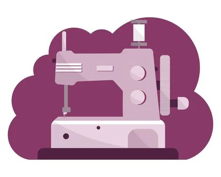 Flat vector illustration of sew machine icon Stock Illustration