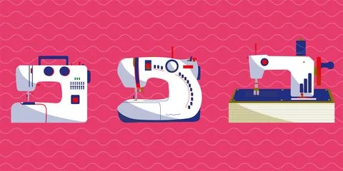 Flat vector illustration of sew machines icon Stock Illustration