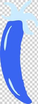 Flat vector illustration is showing blue pepper shape floating over transparent Ilustração Stock
