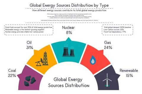 Flat vector illustration showing the process of energy distribution from po.. Stock Illustration