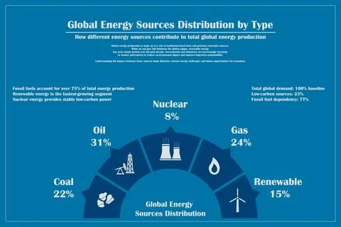 Flat vector illustration showing the process of energy distribution from po.. Illustration
