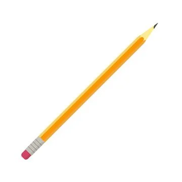 Flat vector illustration of simple lead pencil of orange and yellow color wit Stock Illustration